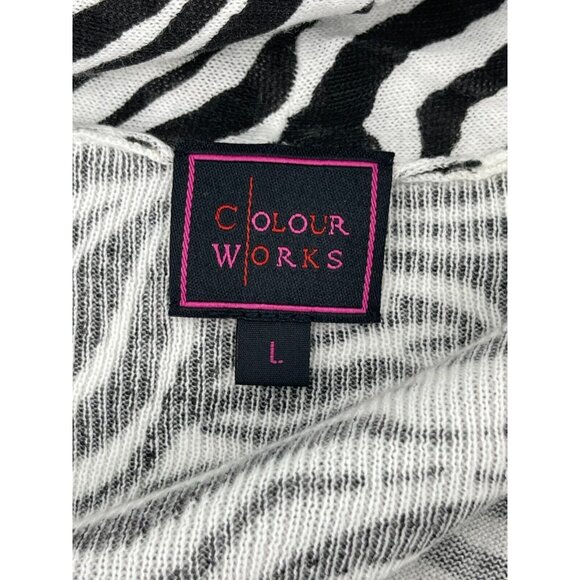 Colour Works Zebra Open Drape Front Long Sleeve Lightweight Cardigan Size L - Picture 5 of 10